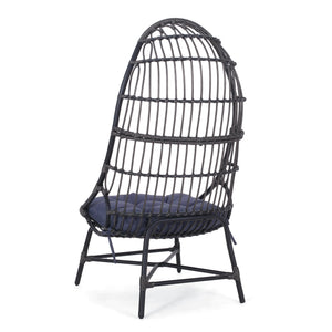 English Elm Elon Faux Rattan Cocoon Chair Woven Basket Silhouette Bohemian Accent Lounge Seat 70656.00GRY