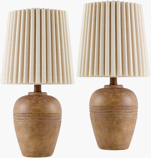 Livabliss Kakisa Resin Base Table Lamp with Linen Shade for Ambient Living Room Lighting KKS001-SET