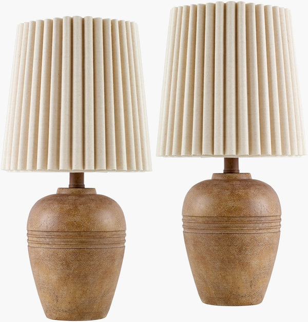Livabliss Kakisa Resin Base Table Lamp with Linen Shade for Ambient Living Room Lighting KKS001-SET
