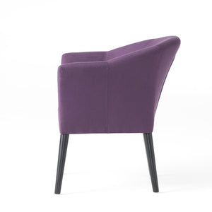 English Elm Arm Chair Plum Fabric Upholstered Accent Seat with Black Birch Legs for Living Room 59258.00PLU