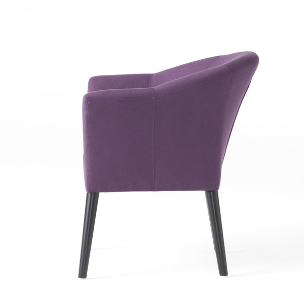 English Elm Arm Chair Plum Fabric Upholstered Accent Seat with Black Birch Legs for Living Room 59258.00PLU