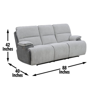 English Elm Steve Silver - Cyprus Plush Recliner Sofa Gray Two-Tone Cloud & Shadow Grey Fabric Pocketed Coil Memory Foam Comfort 85.5"L x 33.8"W x 29.5"H B081P157597