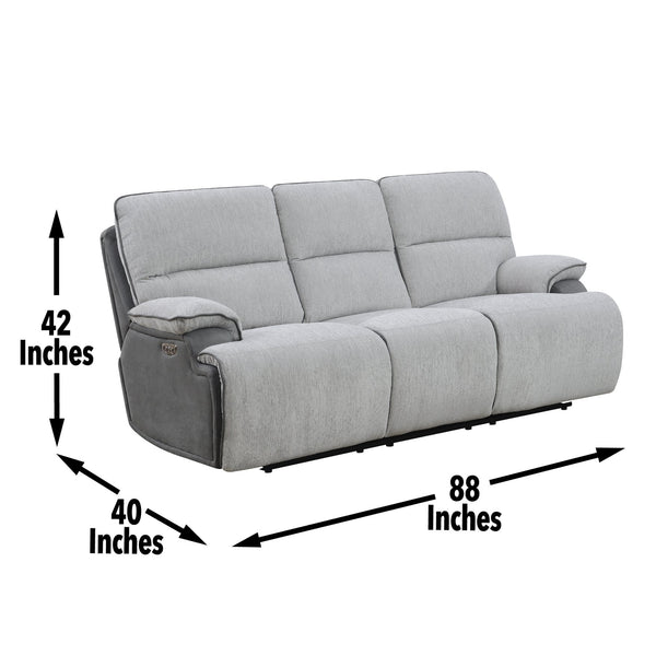 English Elm Steve Silver - Cyprus Plush Recliner Sofa Gray Two-Tone Cloud & Shadow Grey Fabric Pocketed Coil Memory Foam Comfort 85.5"L x 33.8"W x 29.5"H B081P157597