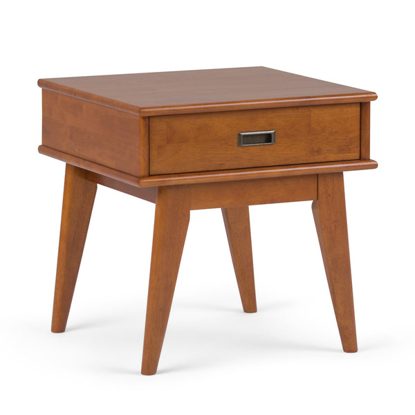 English Elm Draper Mid Century End Table In Teak Brown - Stylish Storage & Versatile Design For Any Space B136P158148