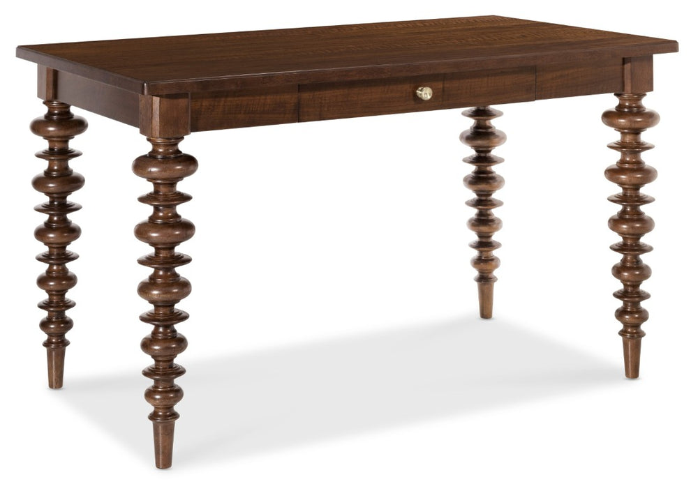 Hooker Furniture Archives Counter-Height Gathering Table With Walnut & Oak Veneers, Solid Wood Edge, Drawer Storage 6123-75206-89