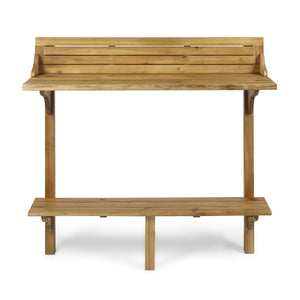 English Elm 3-piece Acacia Balcony Bar Set Railing Mount with Shelf and Two Stools Outdoor 62980.00