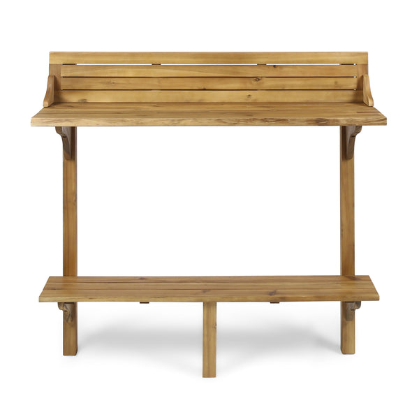 English Elm 3-piece Acacia Balcony Bar Set Railing Mount with Shelf and Two Stools Outdoor 62980.00