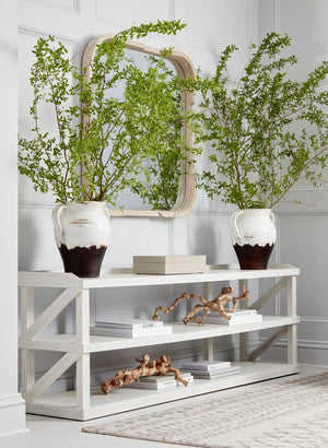 A.R.T. Furniture Post Entertainment Console In Accent White - Stylish New Traditional Design With 3 Fixed Shelves White Ash & Pine Solid,Birch And Pine Veneer 288423-2655