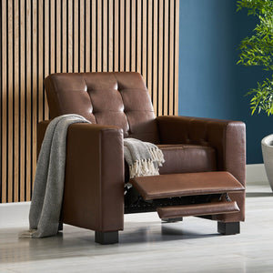 English Elm Christopher Knight Home® - RECLINER ergonomic PU leather lounge chair with plush padding and supportive design for home comfort and style Dark Brown 71978.00PUDBRN