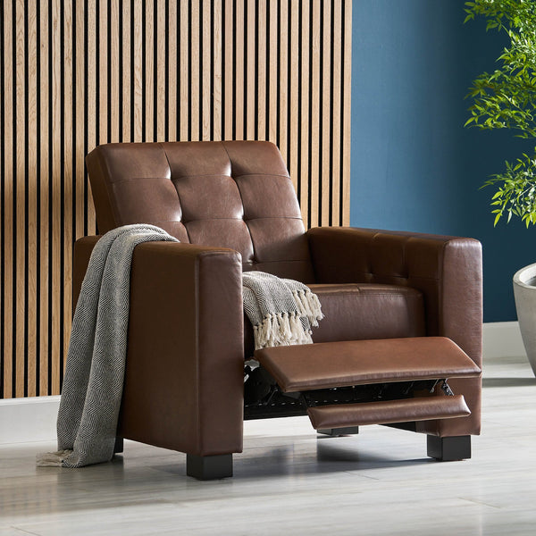 English Elm Christopher Knight Home® - RECLINER ergonomic PU leather lounge chair with plush padding and supportive design for home comfort and style Dark Brown 71978.00PUDBRN