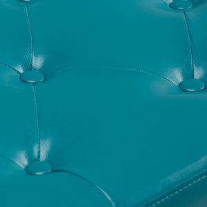 English Elm Hamilton Storage Ottoman - Mediterranean Blue Vegan Leather, Tufted Design, Versatile & Stylish Seating B136P158175