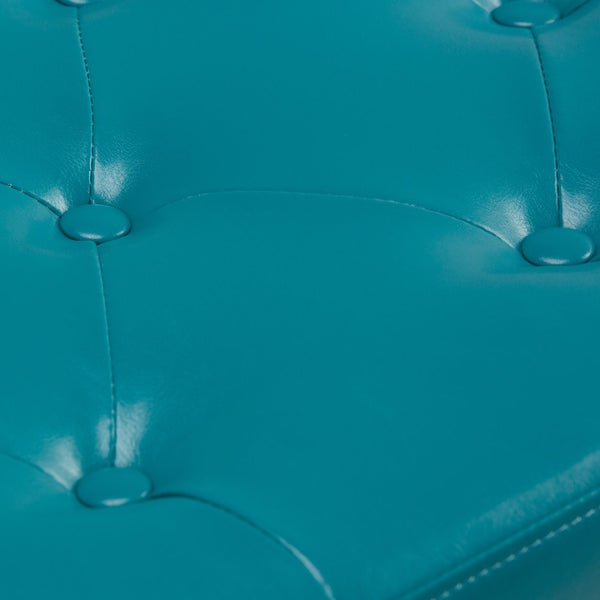 English Elm Hamilton Storage Ottoman - Mediterranean Blue Vegan Leather, Tufted Design, Versatile & Stylish Seating B136P158175