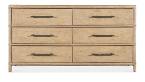 Hooker Furniture Retreat Coastal Rattan Dresser With Rope-Trim, Pewter Pulls And Cedar-Lined Drawers For Storage Light Wood 6950-90202-80
