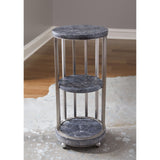 Marble 3-Tier Spot Table Silver with Marble and Metal Finish P301681 Pulaski Furniture