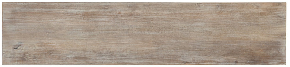 Hooker Furniture Entertainment Hand-Carved Mango Wood Console With Cream Glaze, Distressed Finish & Bronze Pulls (95) 5726-55480-95