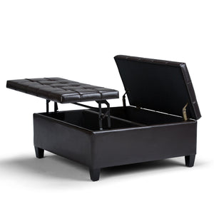 English Elm Harrison Coffee Table Storage Ottoman - Tanners Brown Vegan Leather With Versatile Functionality B136P159137