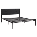 Homelegance By Top-Line Noelle Metal Platform Bed with Geometric Headboard Black Metal