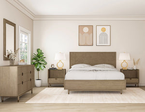 A.R.T. Furniture Finn Mirror - Mid-century Modern Design With Tawny Finish & Woven Raffia, Versatile Wall/Dresser Mount Light Brown Parawood Solids,Raffia,Glass 313120-2803