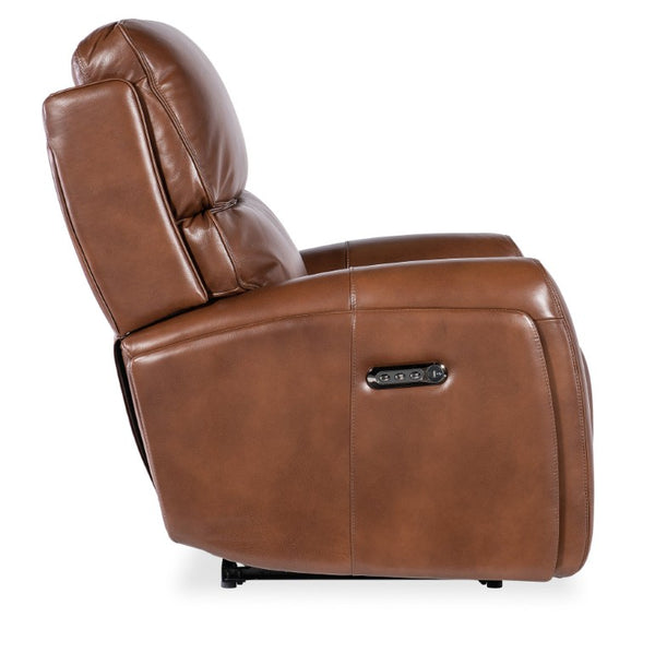 Hooker Furniture Crosby Giotto Top-Grain Leather Zero-Gravity Power Recliner With Usb, Power Headrest & Lumbar Support Brown SS741-PHZL1-080