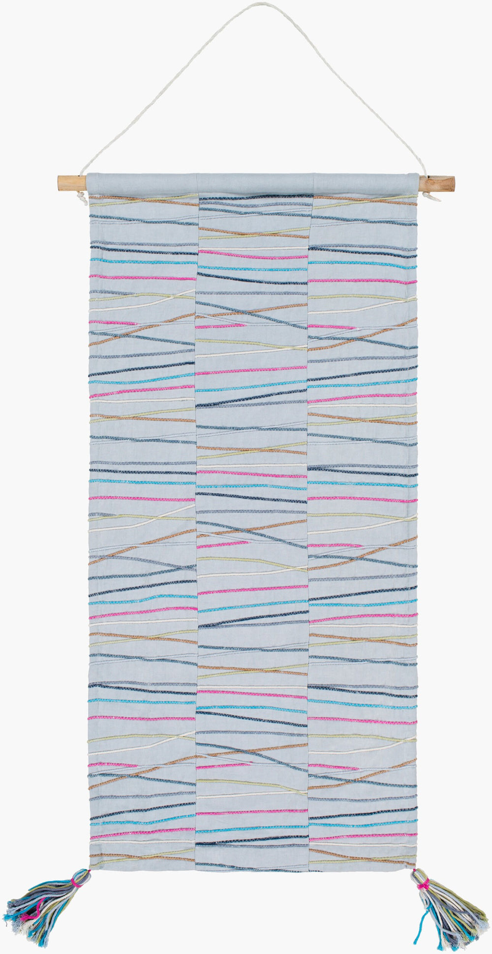 Surya Kali 36"H X 18"W Wall Hanging - Meticulously Woven, Durable Modern Decor From India - 30 Day Warranty Beige Cotton,Wood Kli1001-1836