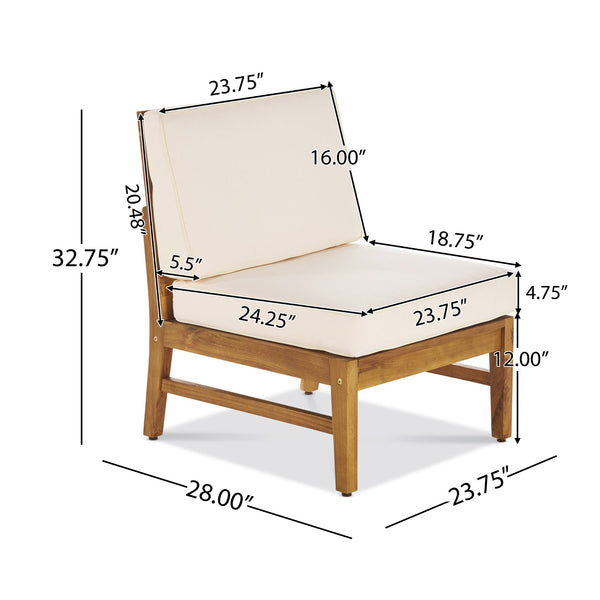 English Elm Perla Armless Accent Chair Tailored Low Profile Upholstered Seat for Living Room Cream 58941.00L-R-CON-M2CRM