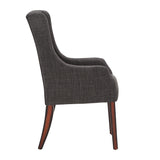 Homelegance By Top-Line Damiano Linen Sloped Arm Hostess Chair Brown Rubberwood