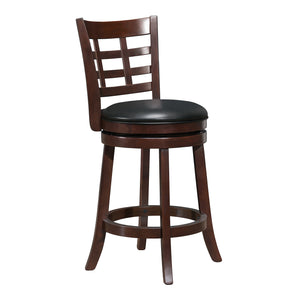 Homelegance By Top-Line Hudson Window Back Faux Leather Swivel Counter Height Stool Black Rubberwood