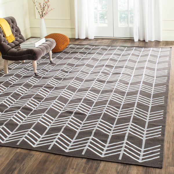 Safavieh Kilim 624 Hand Woven Flat Weave with embroidery  Rug Charcoal KLM624C-4