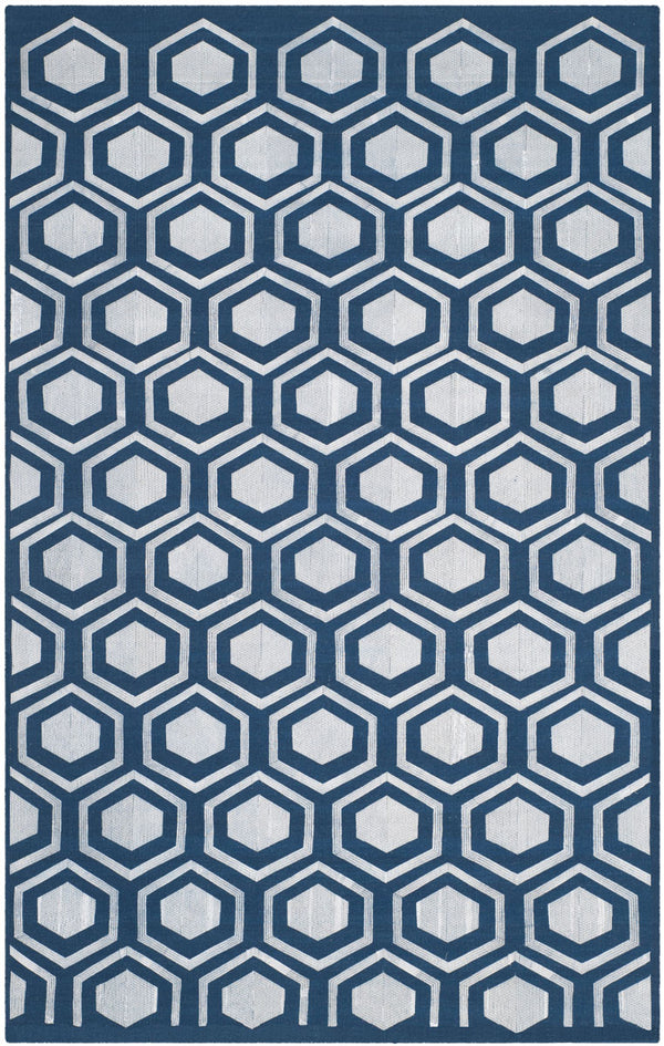 Safavieh Kilim 629 Hand Woven Flat Weave with embroidery  Rug Navy KLM629B-4