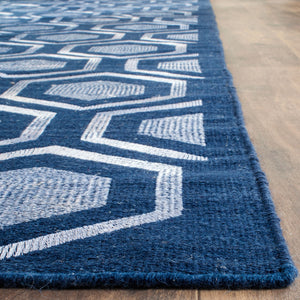 Safavieh Kilim 629 Hand Woven Flat Weave with embroidery  Rug Navy KLM629B-4