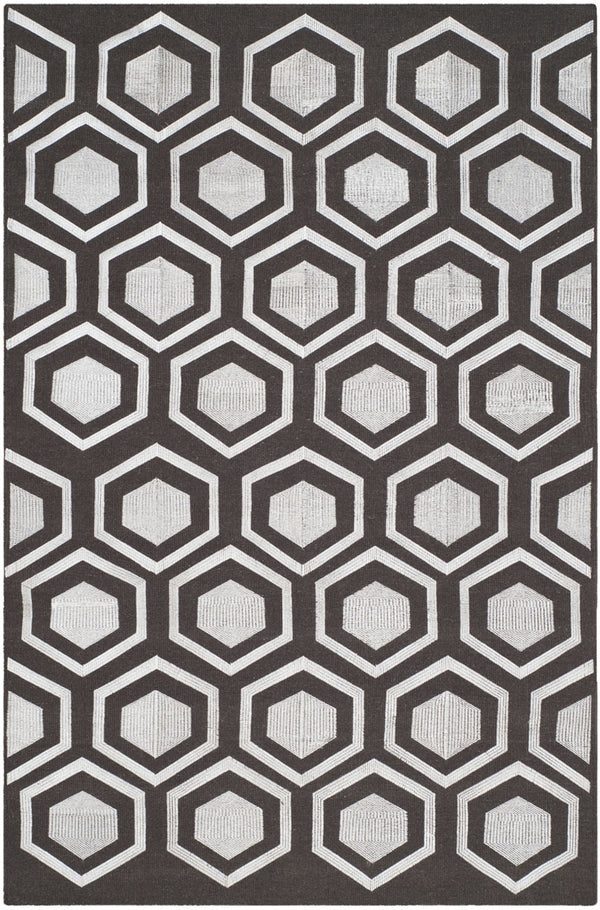 Safavieh Kilim 629 Hand Woven Flat Weave with embroidery  Rug Charcoal KLM629C-4