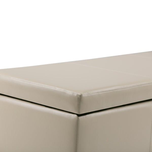 English Elm Avalon Storage Ottoman Bench - Elegant Satin Cream Faux Leather With Hidden Storage & Seating B136P158638
