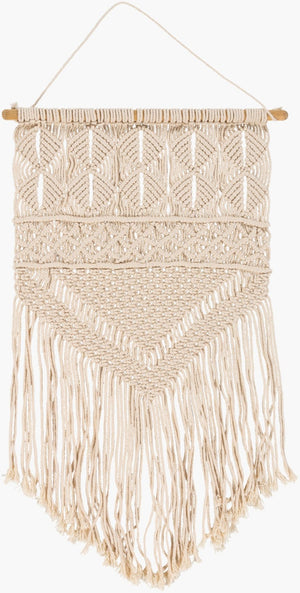 Livabliss Kahlo Artisan Macrame Wall Hanging Bohemian Knotwork Decor for Living Spaces Beige 31"H x 15"W x 1"D KLO1000-1531