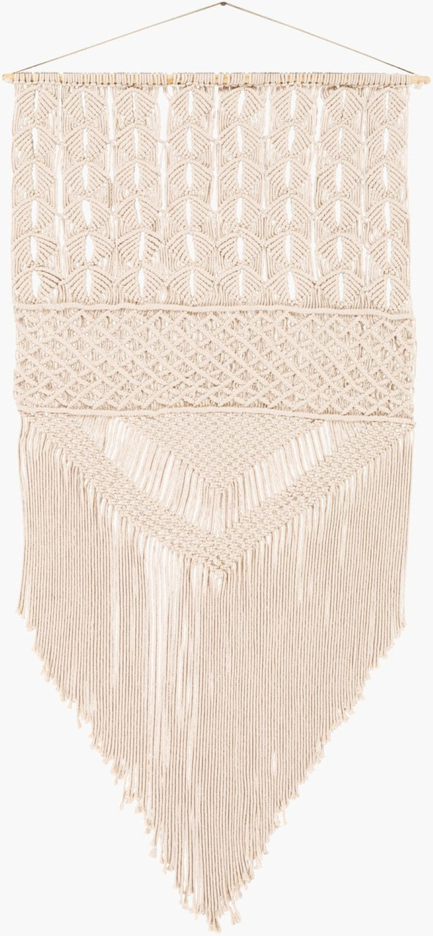 Livabliss Kahlo Artisan Macrame Wall Hanging Bohemian Knotwork Decor for Living Spaces Beige 60"H x 29"W x 1"D KLO1000-6029