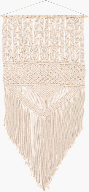 Livabliss Kahlo Artisan Macrame Wall Hanging Bohemian Knotwork Decor for Living Spaces Beige 60"H x 29"W x 1"D KLO1000-6029