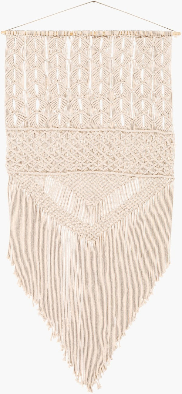 Livabliss Kahlo Artisan Macrame Wall Hanging Bohemian Knotwork Decor for Living Spaces Beige 60"H x 29"W x 1"D KLO1000-6029