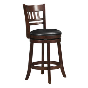 Homelegance By Top-Line Alessandro Faux Leather Lattice Back Swivel Counter Height Stool Black Rubberwood