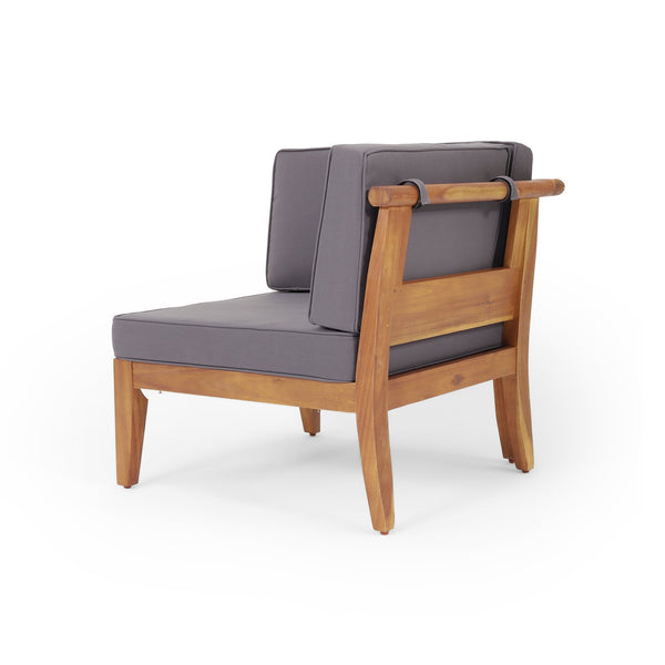 English Elm Aston Outdoor 4 Piece Acacia Wood Chat Set with Mid Century Slat Panel Design 72996.00-72997.00-74099.00DGRY