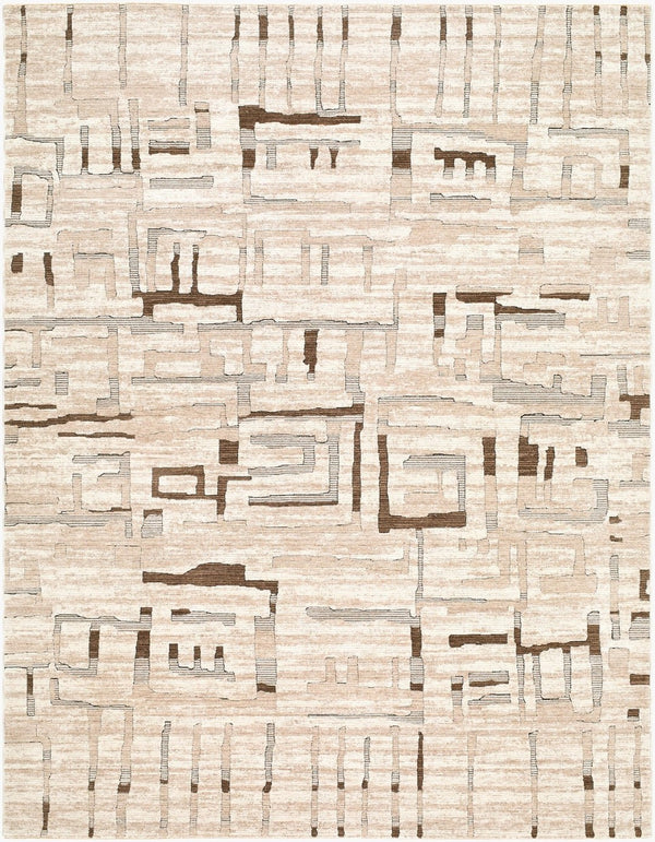 Livabliss Keller Geometric Mid-century Polyester Area Rug with Fringe Trim for Large Living Rooms Medium Brown, B 9' x 12'2" KLR2307-9122