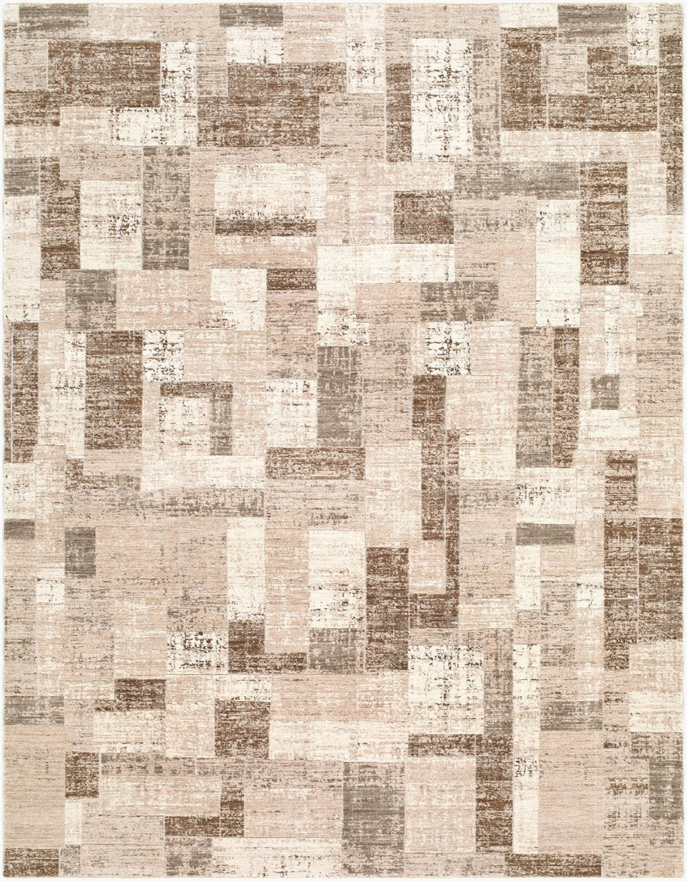 Livabliss Keller Mid-century Geometric Area Rug Turkish Woven Polyester Fringe Living Room Medium Brown, M 6'7" x 9'6" KLR2310-6796