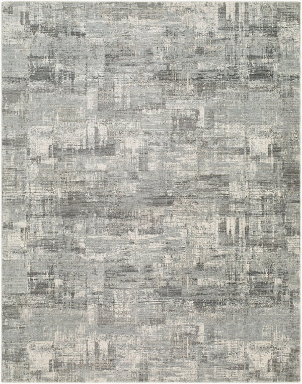Livabliss Keller Machine Woven Polyester Area Rug with Fringe Mid Century Geometric Living Room Charcoal, Mediu 9' x 12'2" KLR2312-9122