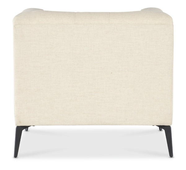 Hooker Furniture Nicolla Heathered Sand Stationary Chair With Chesterfield-Tufting & Matte Black Tapered Legs, Durable Performance Fabric SS637-01-411