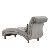 Homelegance By Top-Line Pietro Tufted Oversized Chaise Lounge Grey Velvet