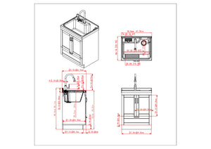English Elm Maile 28" Laundry Cabinet with Deep 12.8" ABS Sink, Pull-Out Faucet, Storage Drawer, Pure White B136P158804