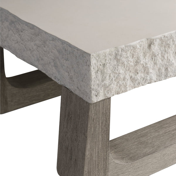 Bernhardt Bernhardt Bristol Outdoor Cocktail Table With Sand Grey Grc Top & Weathered Teak Sculptural Base K1862