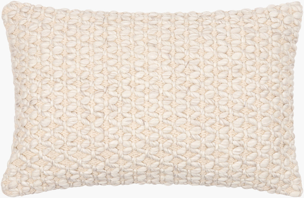 Surya Karolyn Stylish 14"L X 22"W Lumbar Pillow – Soft Cotton & Wool Blend For Chic Home Decor Elegance Cream Wool,Cotton,Viscose,Cotton Kly001-1422p