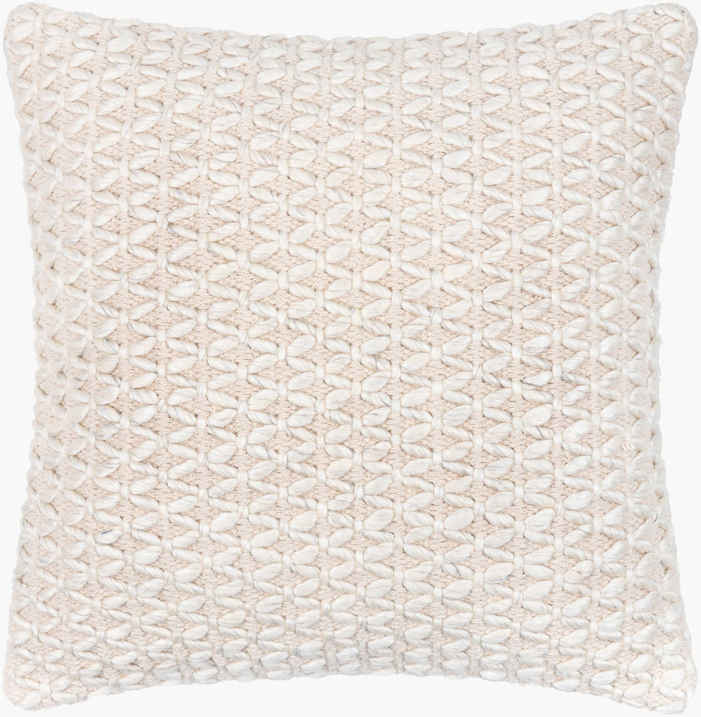 Surya Karolyn 18" Accent Pillow - Soft Cotton & Wool Blend For Chic Modern Decor, Luxurious Comfort & Style Cream Wool,Cotton,Viscose,Cotton Kly001-1818p