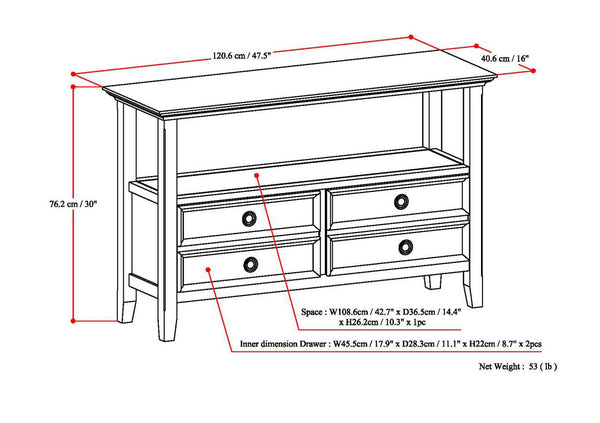English Elm Amherst Console Sofa Table - Handcrafted Distressed Grey With Storage & Transitional Style B136P158317