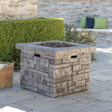 Christopher Knight Home® - Noble House - Angeles Outdoor Grey Square Fire Pit - 40,000 Btu