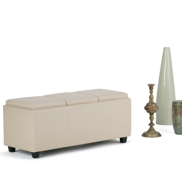 English Elm Avalon Storage Ottoman In Satin Cream - Stylish Versatile Seating With Hidden Storage & Trays B136P158112